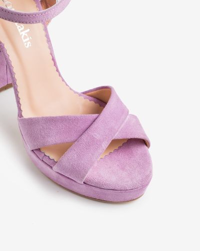 moustakis λιλά suede πέδιλα