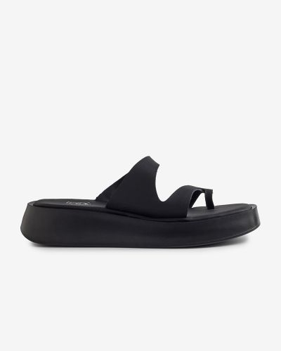 moustakis μαύρα δερμάτινα σανδάλια flatform