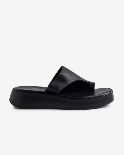 moustakis μαύρα δερμάτινα σανδάλια flatform
