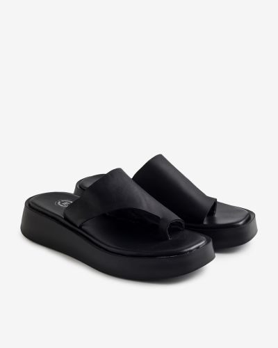 moustakis μαύρα δερμάτινα σανδάλια flatform