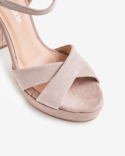 moustakis nude suede sandals