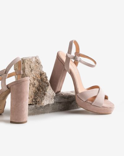 moustakis nude suede sandals