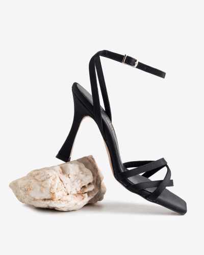 moustakis black satin sandals