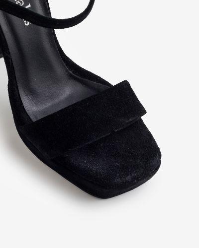 moustakis black checkered suede sandals