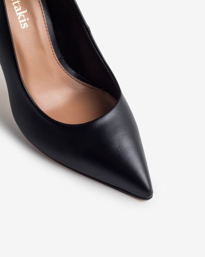 moustakis black leather bell pumps