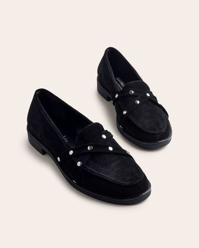 moustakis μαύρα suede μοκασίνια