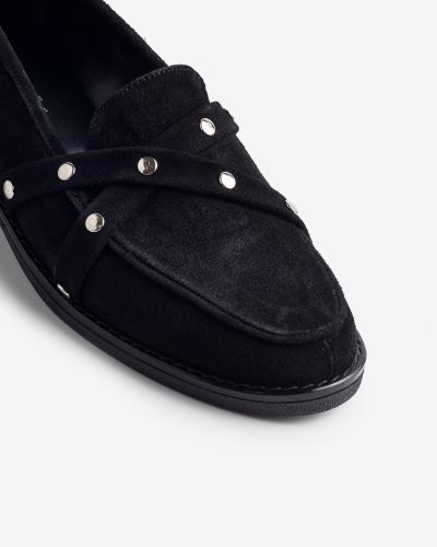 moustakis μαύρα suede μοκασίνια