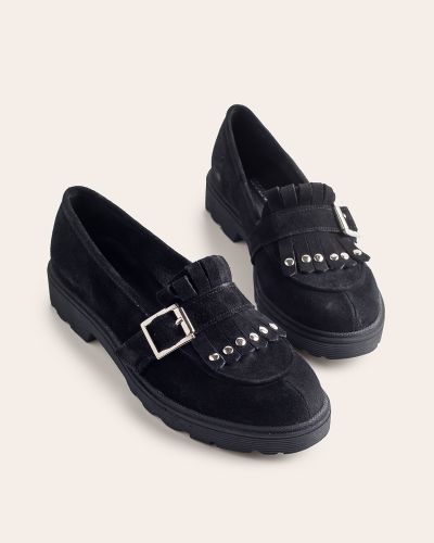 moustakis μαύρα suede μοκασίνια