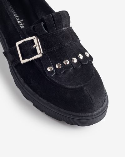 moustakis μαύρα suede μοκασίνια