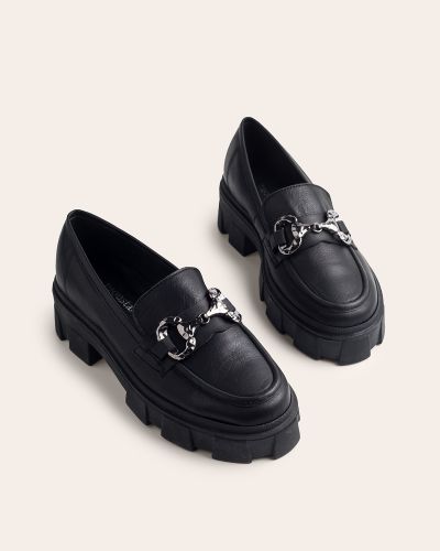 moustakis μαύρα δερμάτινα loafers