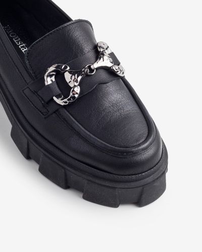moustakis μαύρα δερμάτινα loafers