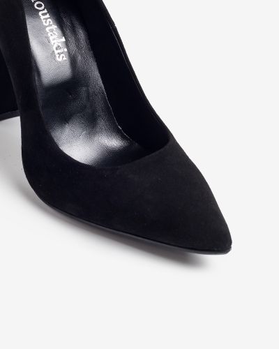 moustakis μαύρες suede γόβες