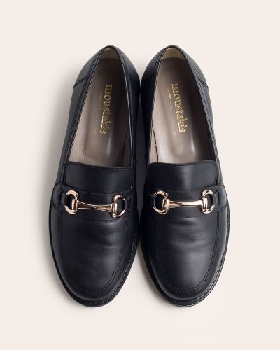 moustakis μαύρα δερμάτινα loafers