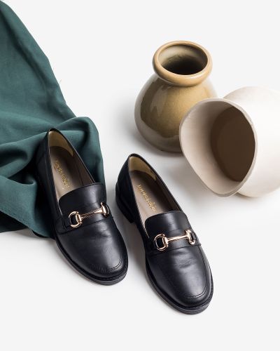 moustakis μαύρα δερμάτινα loafers