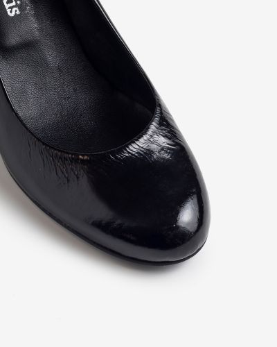 moustakis black patent leather slippers