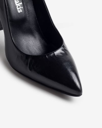 moustakis black patent pumps