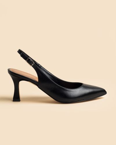 moustakis μαύρες δερμάτινες γόβες slingback