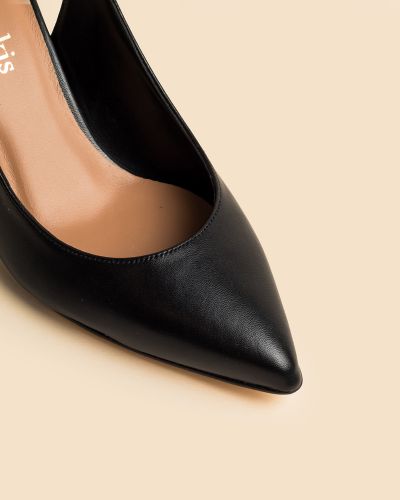 moustakis μαύρες δερμάτινες γόβες slingback