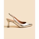 moustakis ασημένιες δερμάτινες γόβες slingback