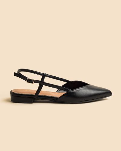 moustakis μαύρες δερμάτινες μπαλαρίνες slingback