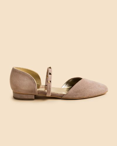 moustakis nude suede μπαλαρίνες
