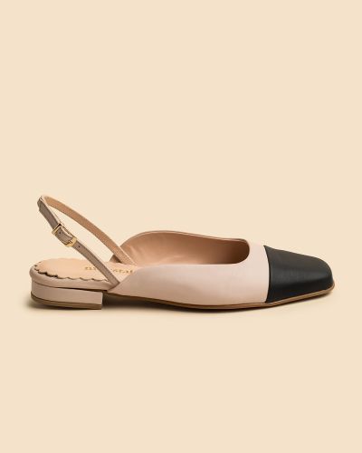 moustakis δίχρωμα δερμάτινα slingback flats