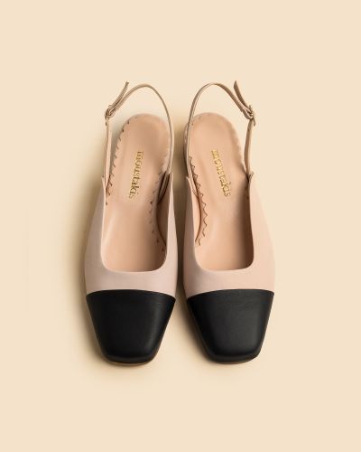 moustakis δίχρωμα δερμάτινα slingback flats
