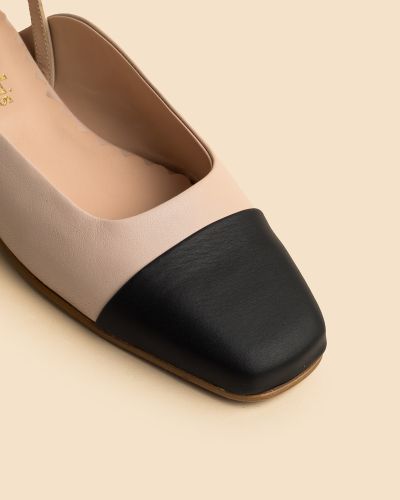 moustakis δίχρωμα δερμάτινα slingback flats