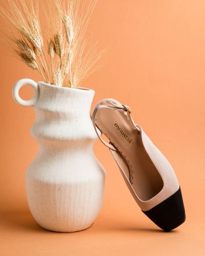 moustakis δίχρωμα δερμάτινα slingback flats