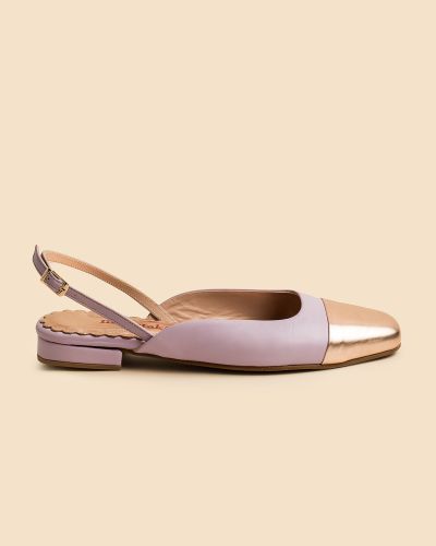 moustakis δίχρωμα δερμάτινα slingback flats
