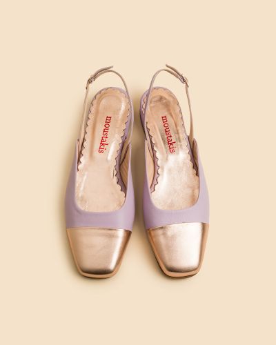 moustakis δίχρωμα δερμάτινα slingback flats