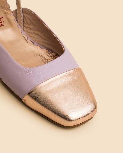 moustakis δίχρωμα δερμάτινα slingback flats