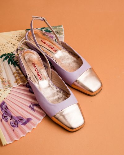 moustakis δίχρωμα δερμάτινα slingback flats