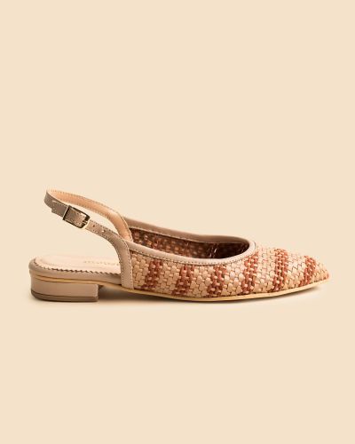 moustakis ταμπά δερμάτινες πλεκτές μπαλαρίνες slingback