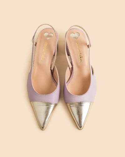 moustakis δίχρωμα δερμάτινα γοβάκια slingback