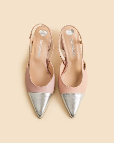 moustakis δίχρωμα δερμάτινα γοβάκια slingback