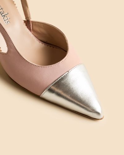 moustakis δίχρωμα δερμάτινα γοβάκια slingback