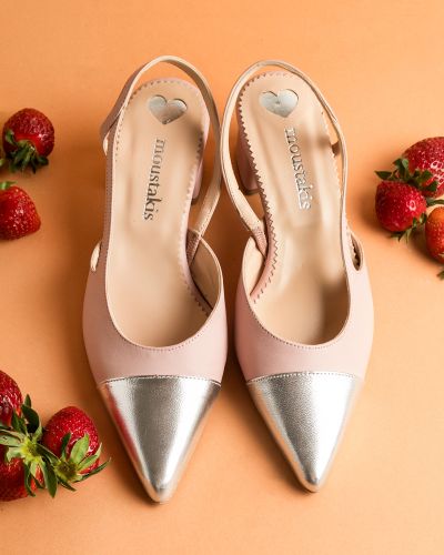 moustakis δίχρωμα δερμάτινα γοβάκια slingback