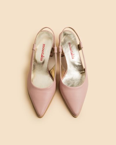moustakis nude δερμάτινα γοβάκια slingback
