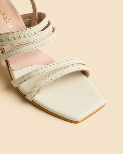 moustakis square-toe heels in ecru leather