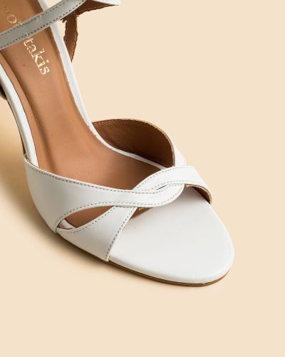 moustakis high heels in white leather