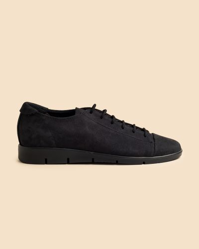 moustakis ανθρακί δερμάτινα nubuck sneakers