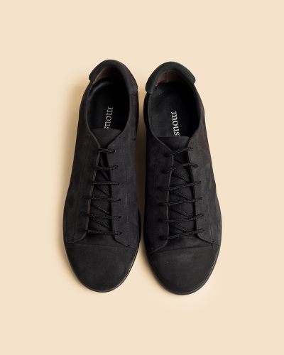 moustakis ανθρακί δερμάτινα nubuck sneakers