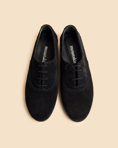moustakis μαύρα δερμάτινα nubuck oxfords