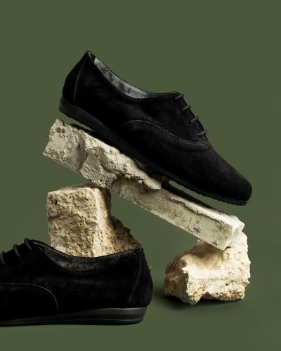 moustakis μαύρα δερμάτινα nubuck oxfords
