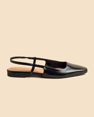 moustakis μαύρα δερμάτινα slingback flats