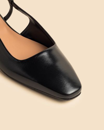 moustakis μαύρα δερμάτινα slingback flats
