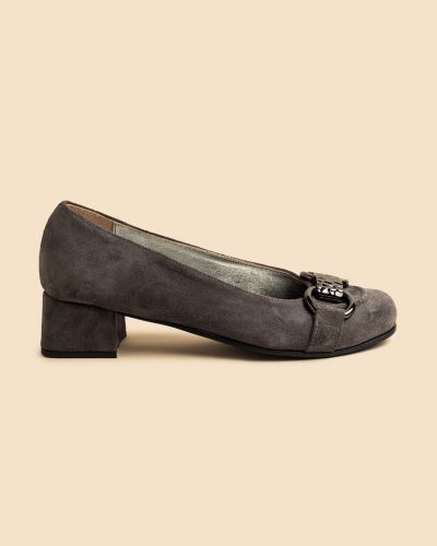 moustakis γκρι suede γοβάκια