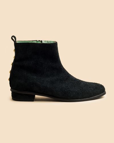 moustakis ανθρακί suede flat μποτάκια