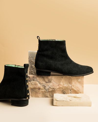 moustakis ανθρακί suede flat μποτάκια